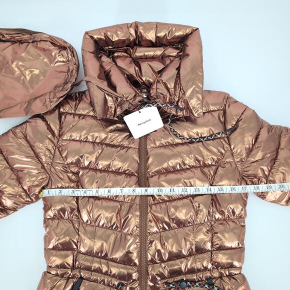 Desigual Jasmine Gold Metallic Puffer Padded Women's Jacket - US Size XS - NWT - Picture 8 of 14
